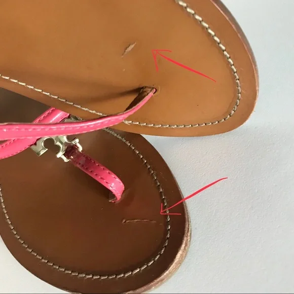 Tory Burch T Logo Flats Thongs Sandals Pink - Picture 7 of 8